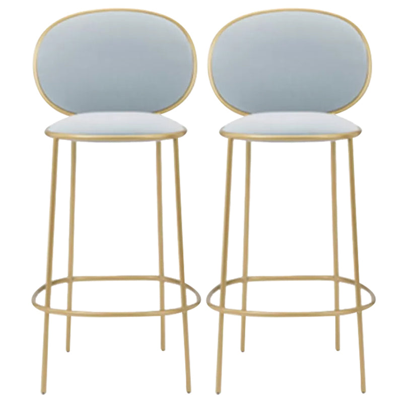 Contemporary Backrest Bar Stools Metal Barstool with Gold Legs