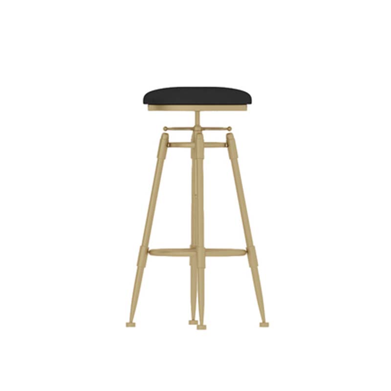 Upholstered Adjustable Height Bar Stool Industrial Iron Frame Stool
