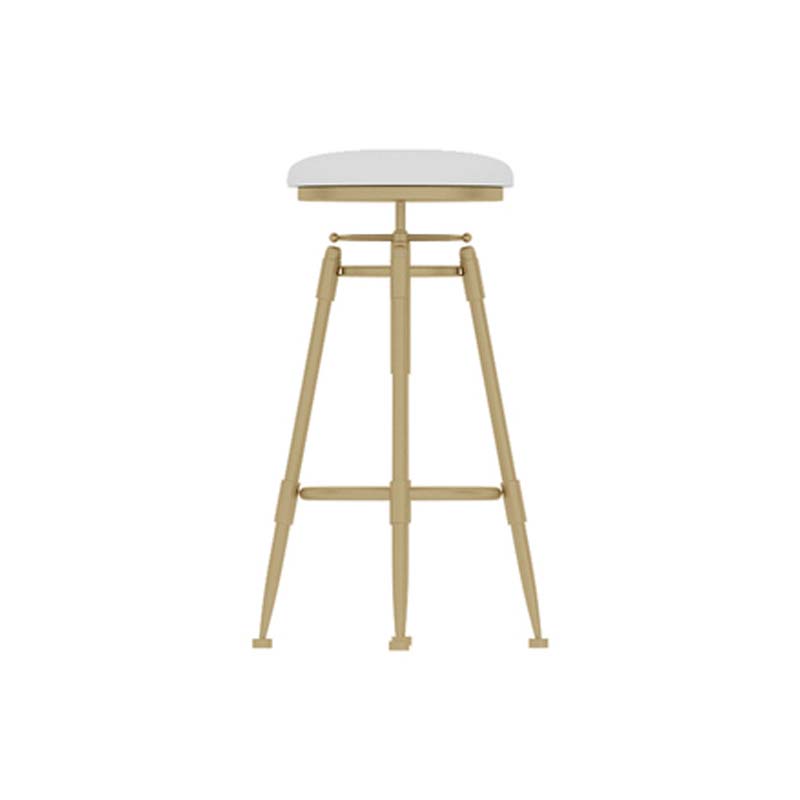 Upholstered Adjustable Height Bar Stool Industrial Iron Frame Stool