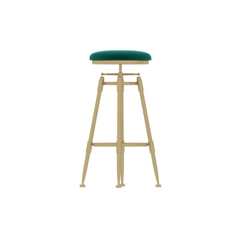 Upholstered Adjustable Height Bar Stool Industrial Iron Frame Stool