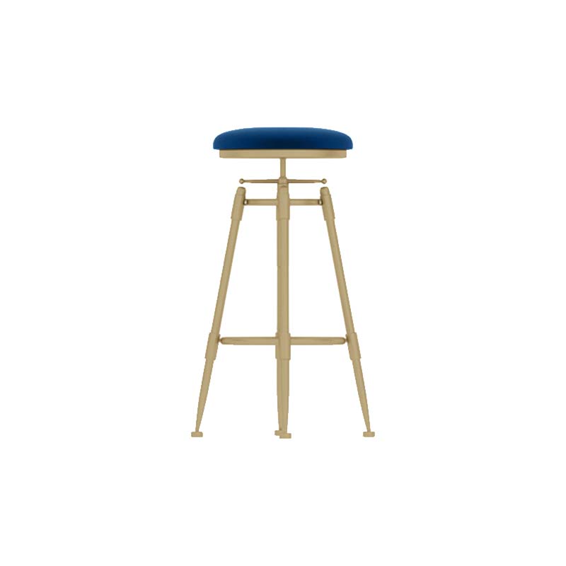 Upholstered Adjustable Height Bar Stool Industrial Iron Frame Stool