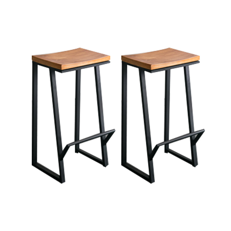 Industrial Style Bar Stools Armless Barstool with Black Metal Legs