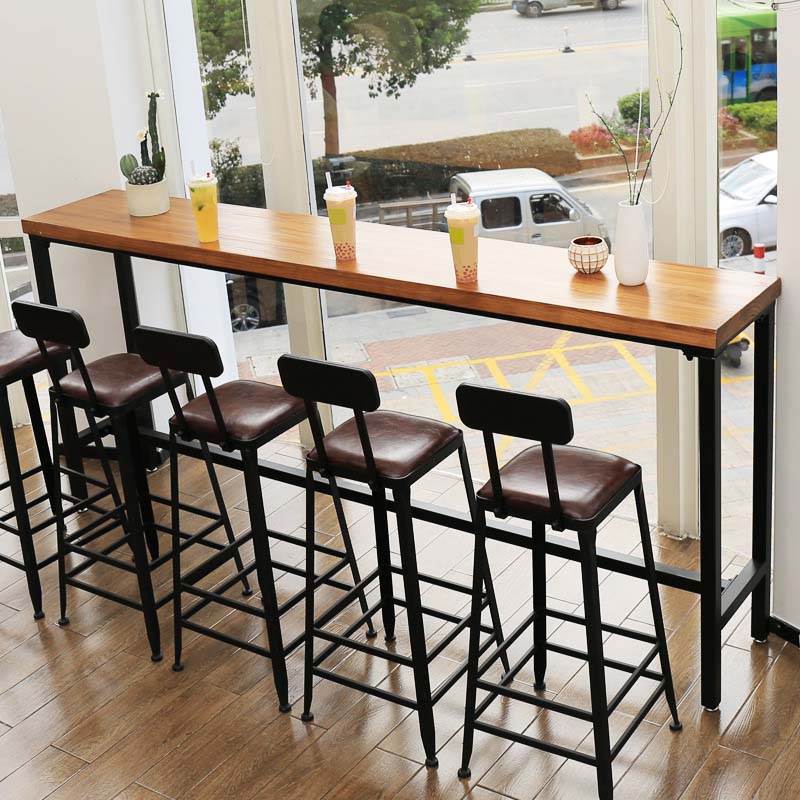 Industrial Style Bar Stools Armless Barstool with Black Metal Legs