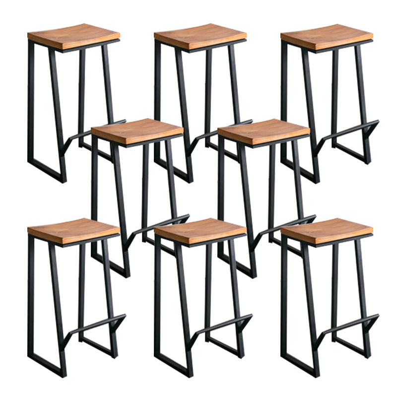 Industrial Style Bar Stools Armless Barstool with Black Metal Legs