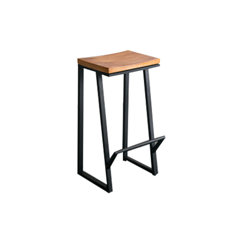 Industrial Style Bar Stools Armless Barstool with Black Metal Legs