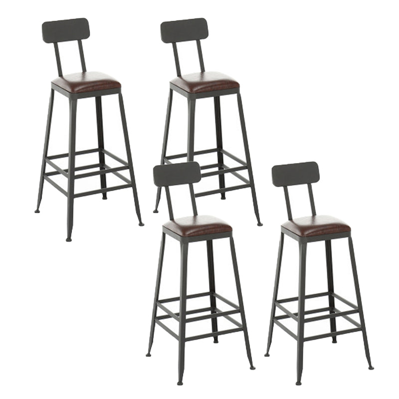 Industrial Style Bar Stools Armless Barstool with Black Metal Legs