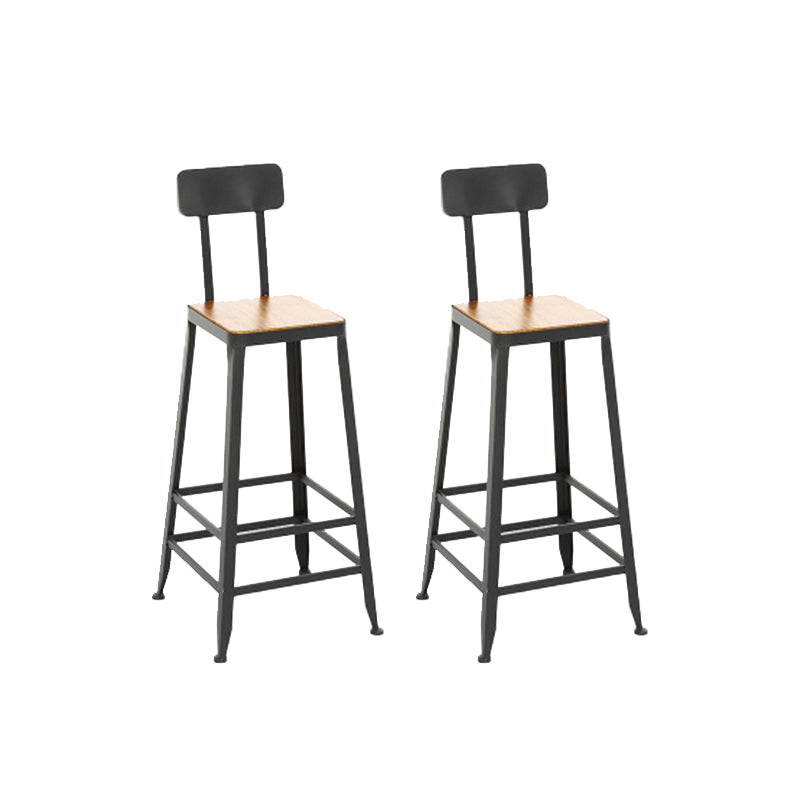 Industrial Style Bar Stools Armless Barstool with Black Metal Legs