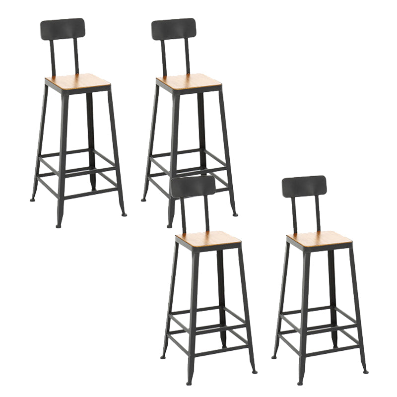 Industrial Style Bar Stools Armless Barstool with Black Metal Legs