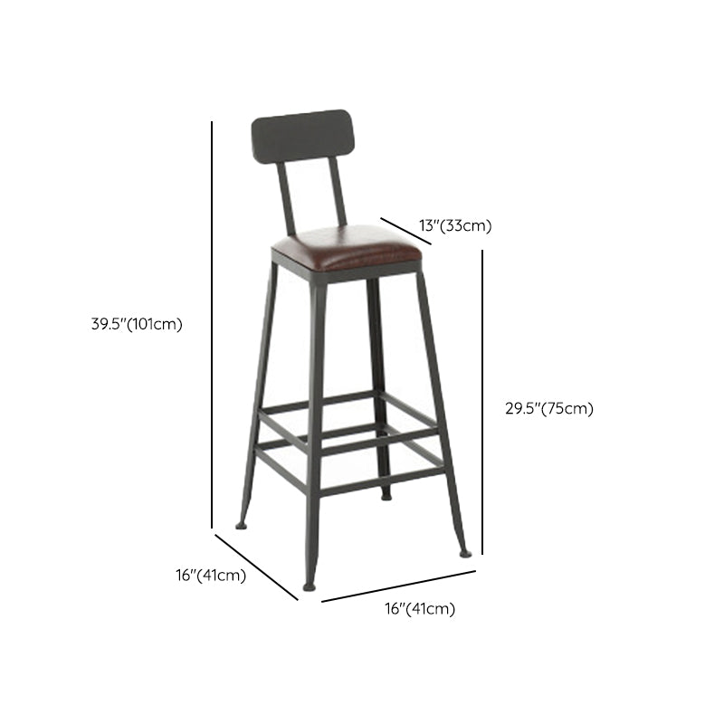 Industrial Style Bar Stools Armless Barstool with Black Metal Legs