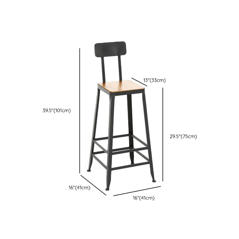 Industrial Style Bar Stools Armless Barstool with Black Metal Legs