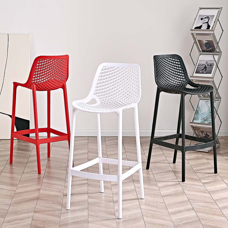 Pp Plastic Bar Height Stool Indoor Industrial Armless Bar Stool with Footrest