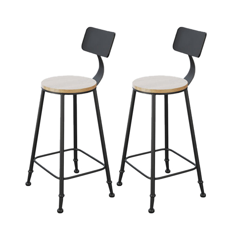 Industrial Style Bar Stools Backrest Barstool with Black Metal Legs