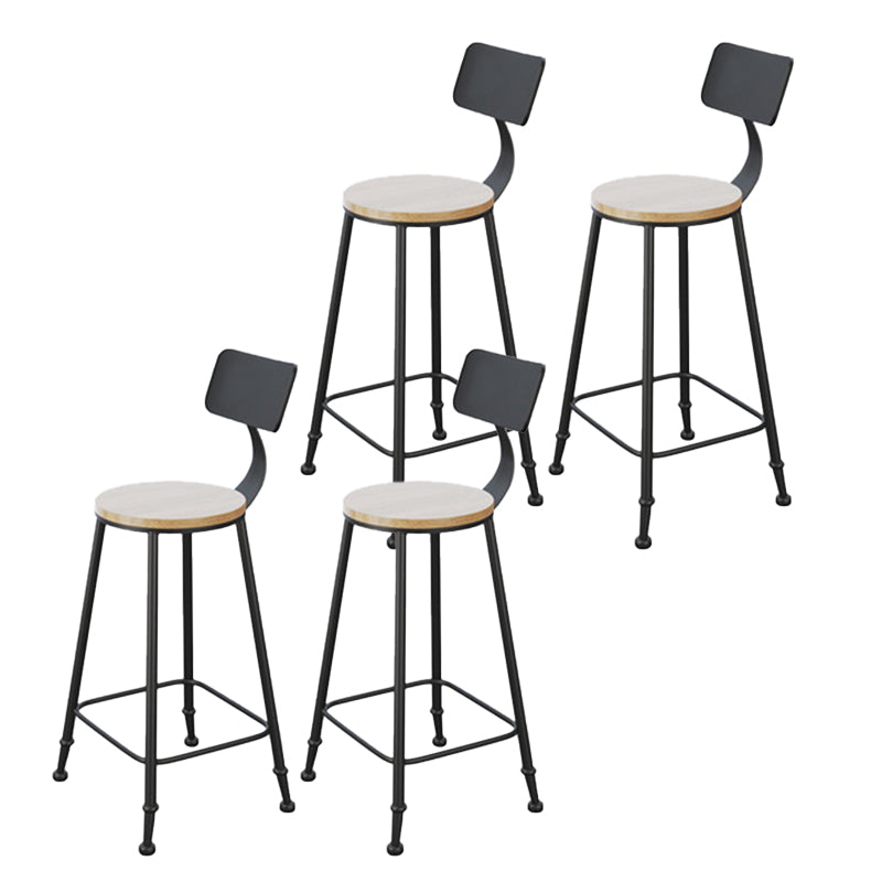 Industrial Style Bar Stools Backrest Barstool with Black Metal Legs