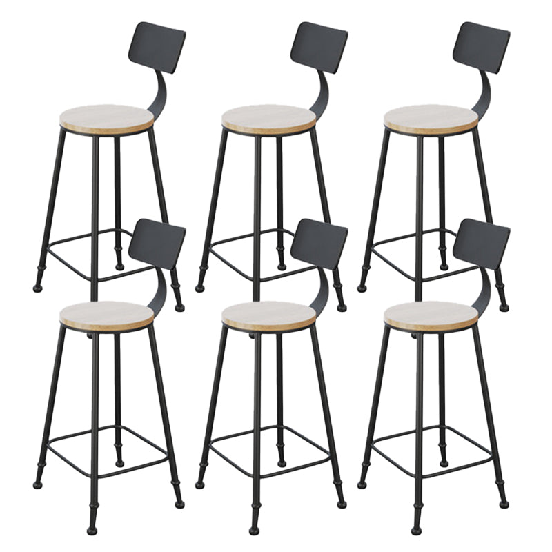 Industrial Style Bar Stools Backrest Barstool with Black Metal Legs