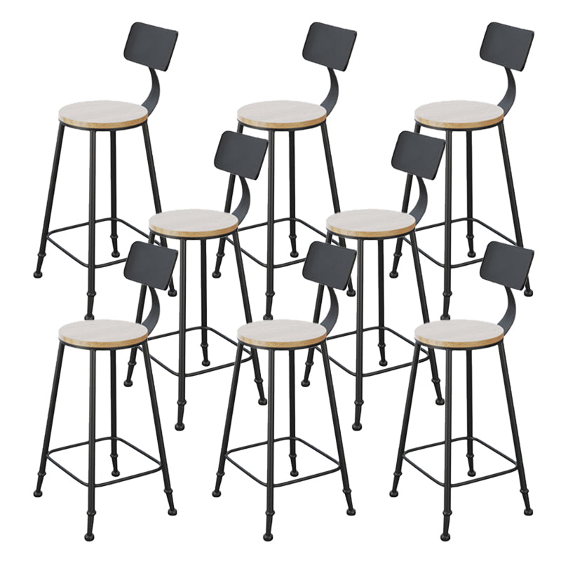 Industrial Style Bar Stools Backrest Barstool with Black Metal Legs