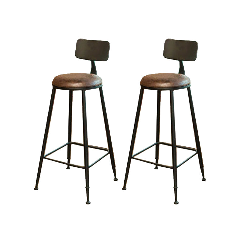 Industrial Style Bar Stools Backrest Barstool with Black Metal Legs