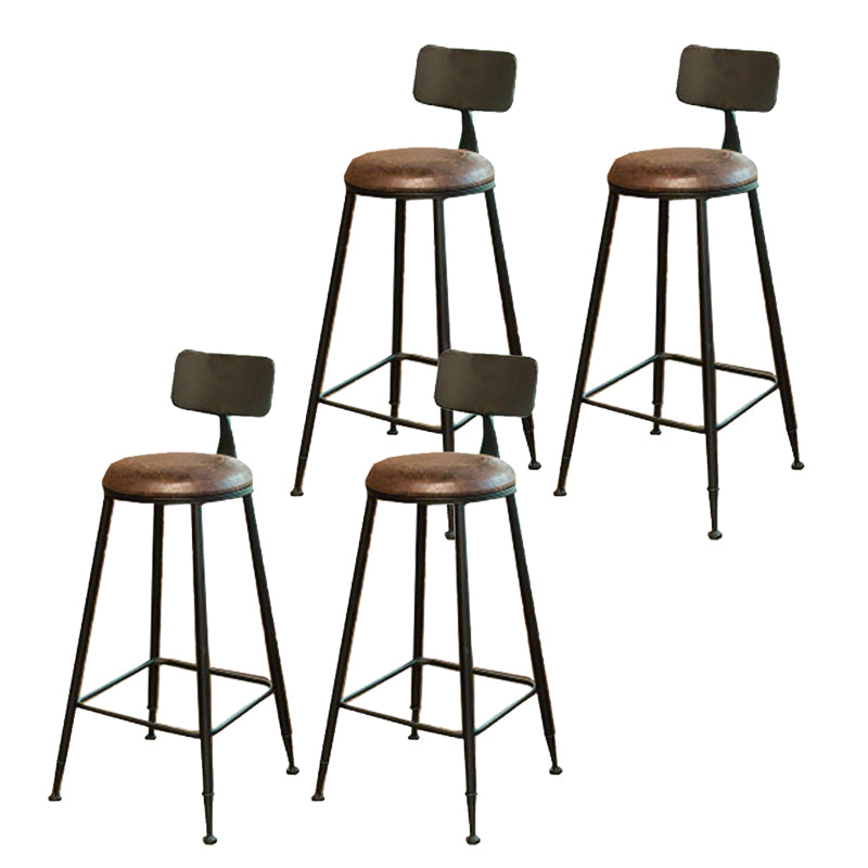 Industrial Style Bar Stools Backrest Barstool with Black Metal Legs