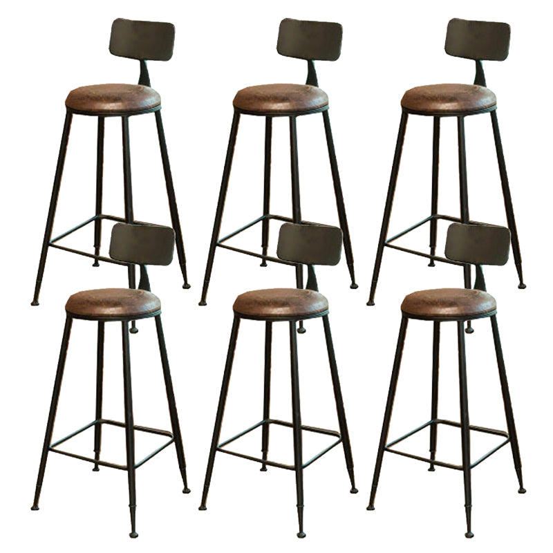 Industrial Style Bar Stools Backrest Barstool with Black Metal Legs