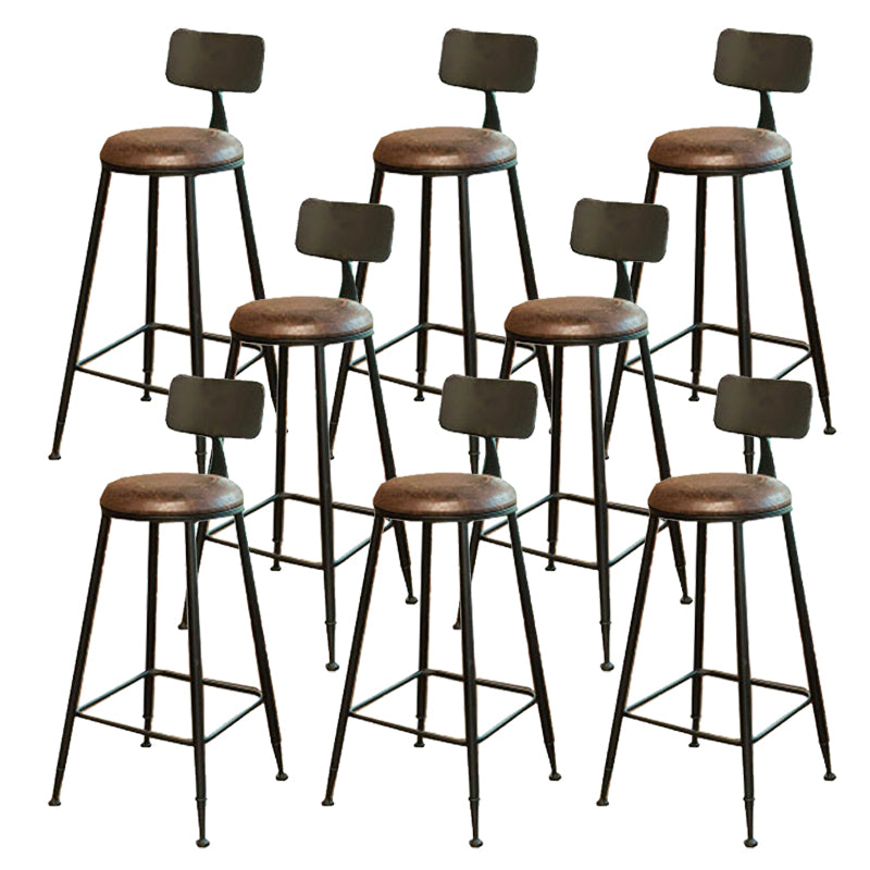 Industrial Style Bar Stools Backrest Barstool with Black Metal Legs