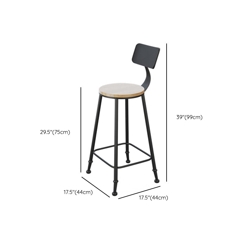 Industrial Style Bar Stools Backrest Barstool with Black Metal Legs