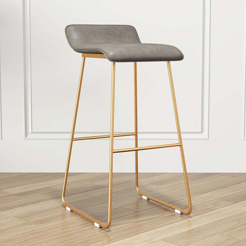 Modern Style Metal Bar Stool Leather Low Back Counter Stool for Restaurant