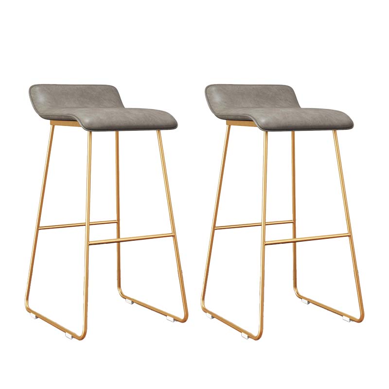 Modern Style Metal Bar Stool Leather Low Back Counter Stool for Restaurant
