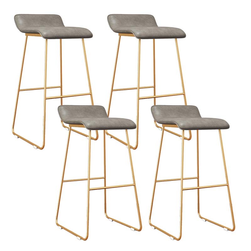 Modern Style Metal Bar Stool Leather Low Back Counter Stool for Restaurant