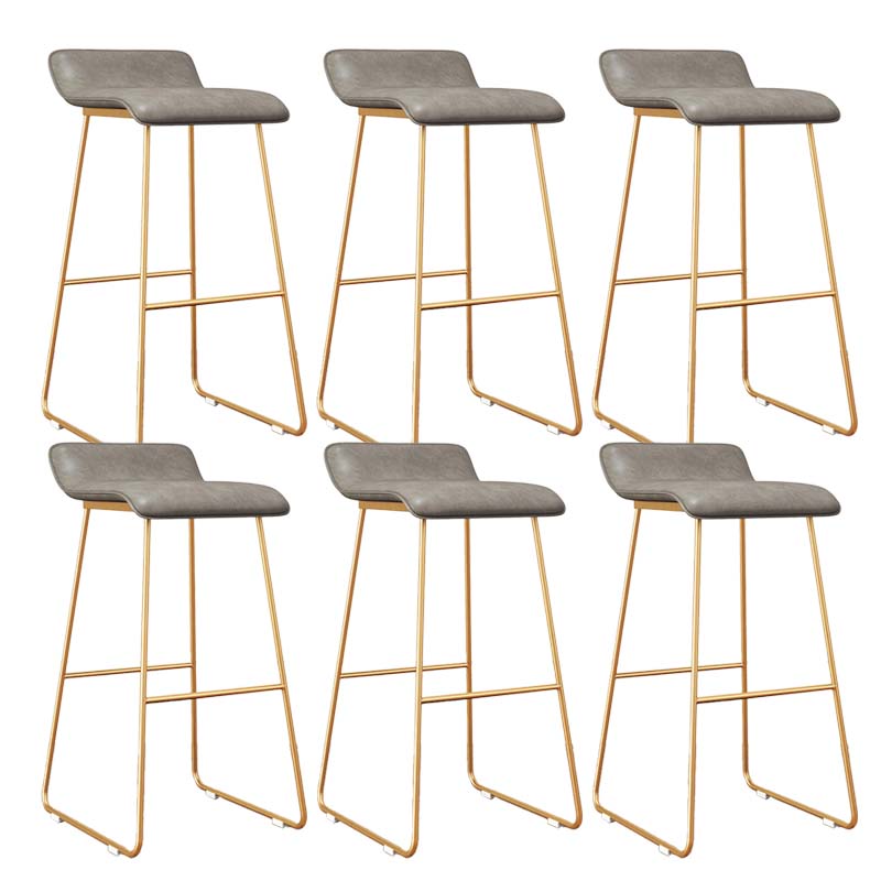 Modern Style Metal Bar Stool Leather Low Back Counter Stool for Restaurant