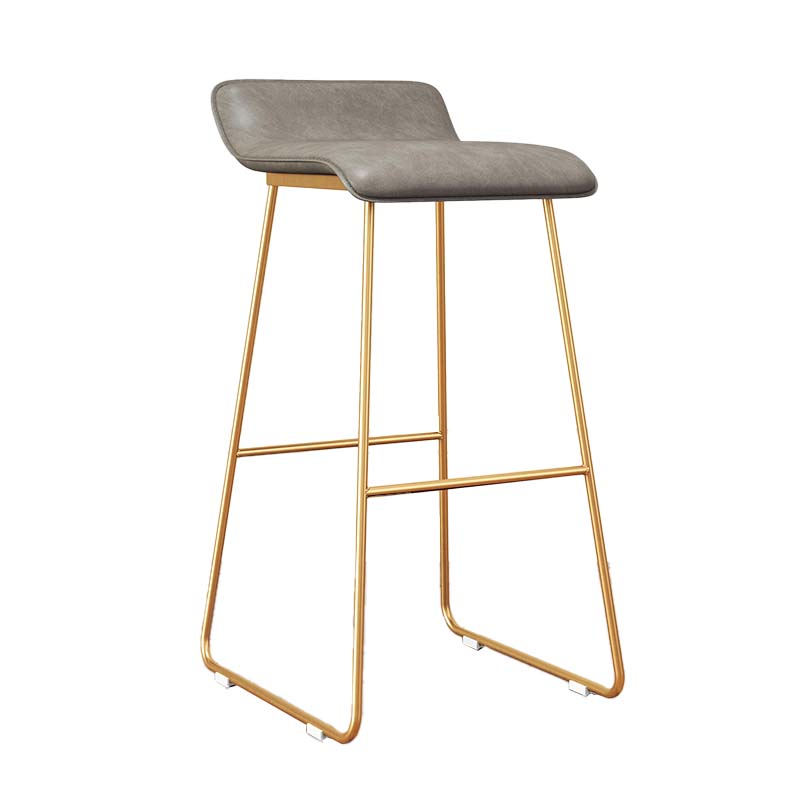 Modern Style Metal Bar Stool Leather Low Back Counter Stool for Restaurant