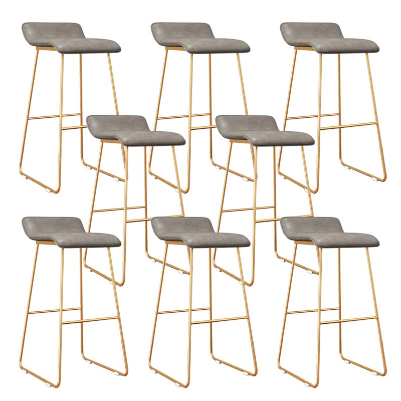 Modern Style Metal Bar Stool Leather Low Back Counter Stool for Restaurant