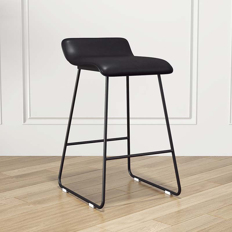 Modern Style Metal Bar Stool Leather Low Back Counter Stool for Restaurant
