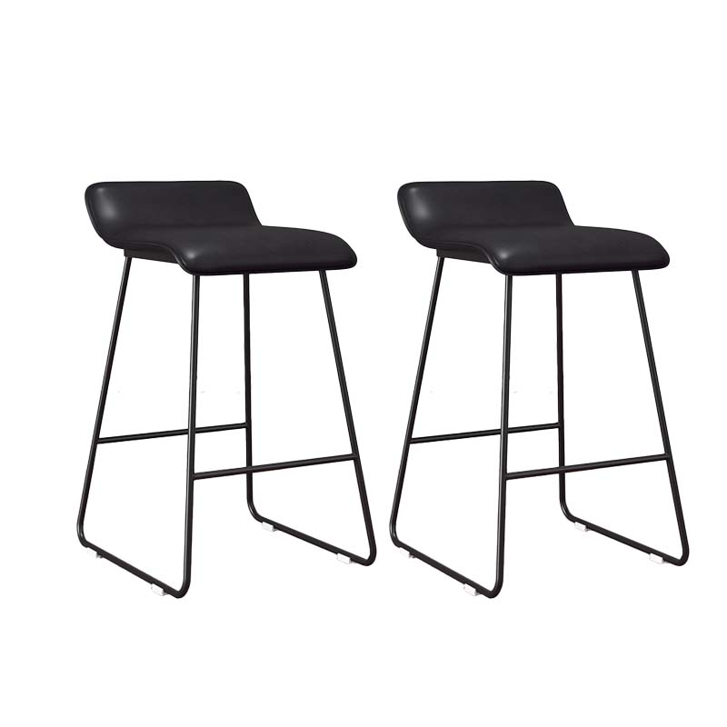 Modern Style Metal Bar Stool Leather Low Back Counter Stool for Restaurant