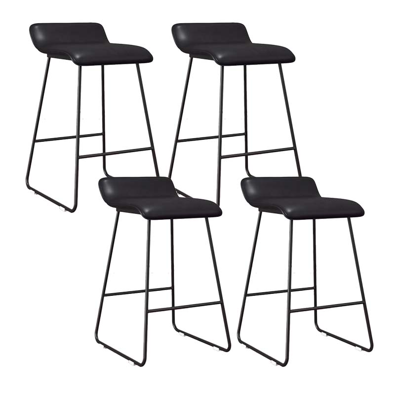 Modern Style Metal Bar Stool Leather Low Back Counter Stool for Restaurant