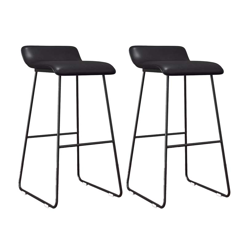 Modern Style Metal Bar Stool Leather Low Back Counter Stool for Restaurant