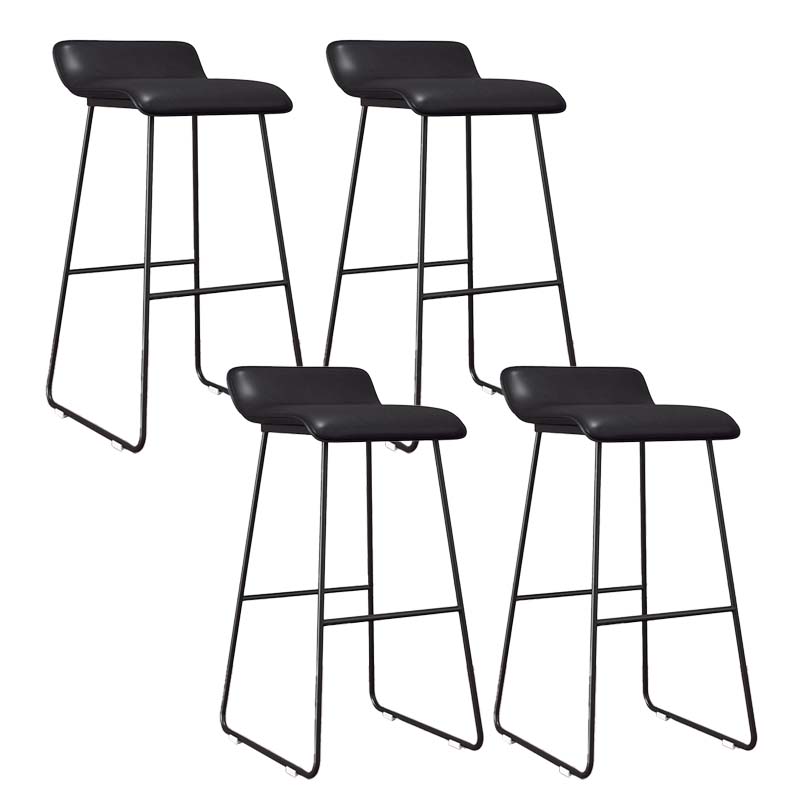 Modern Style Metal Bar Stool Leather Low Back Counter Stool for Restaurant