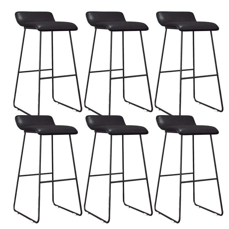 Modern Style Metal Bar Stool Leather Low Back Counter Stool for Restaurant