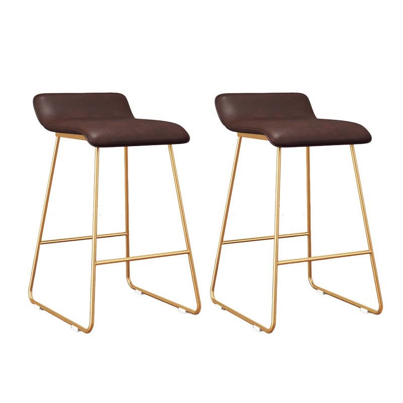 Modern Style Metal Bar Stool Leather Low Back Counter Stool for Restaurant