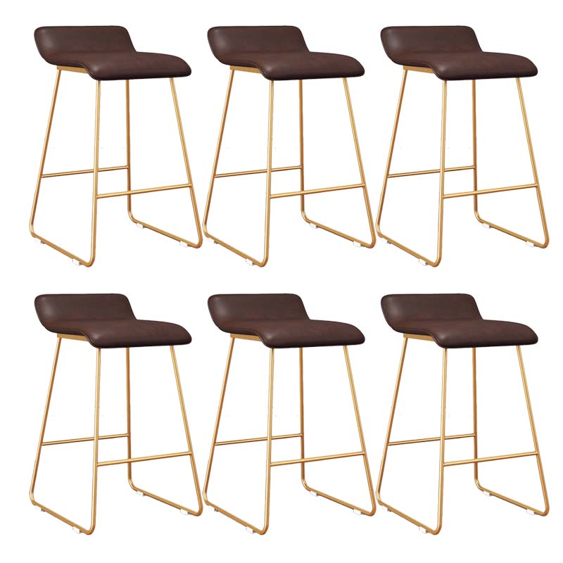 Modern Style Metal Bar Stool Leather Low Back Counter Stool for Restaurant