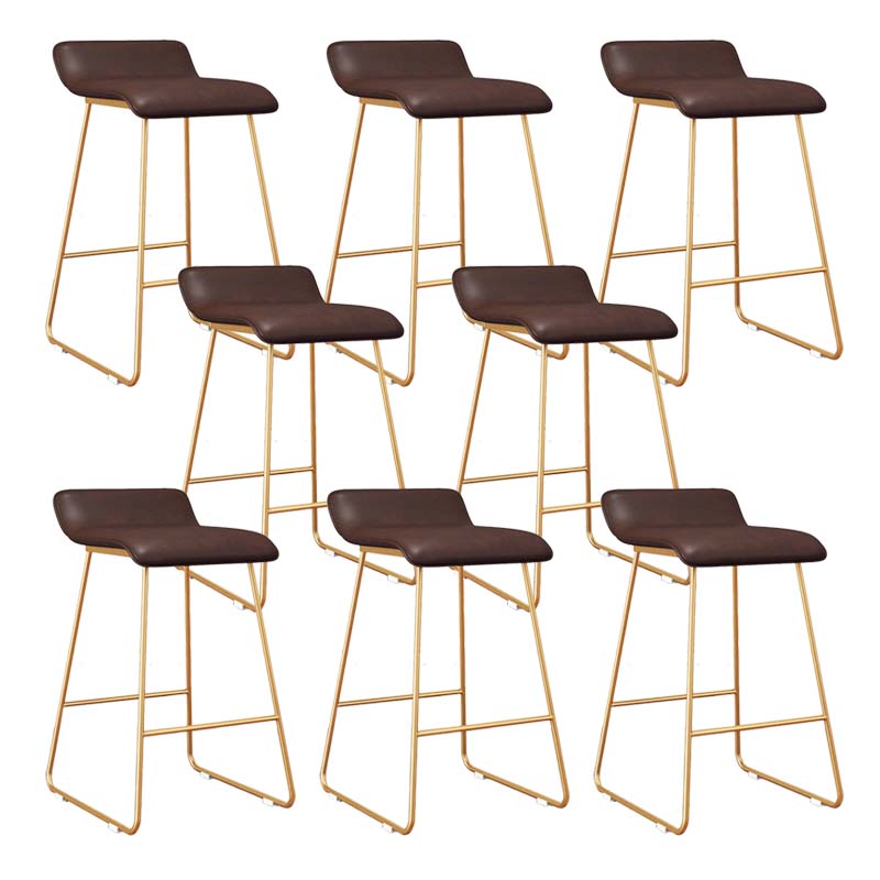Modern Style Metal Bar Stool Leather Low Back Counter Stool for Restaurant