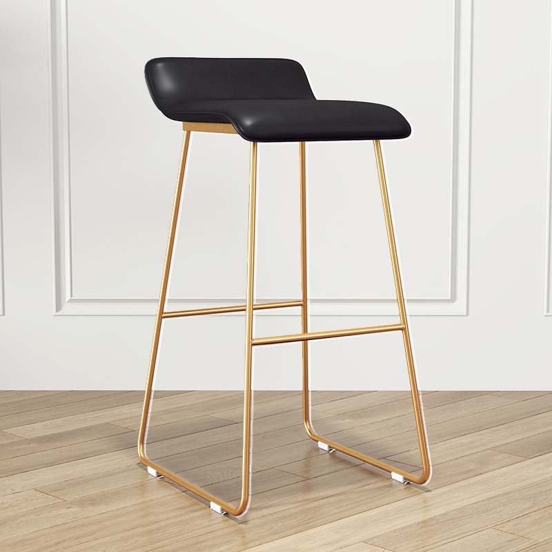 Modern Style Metal Bar Stool Leather Low Back Counter Stool for Restaurant