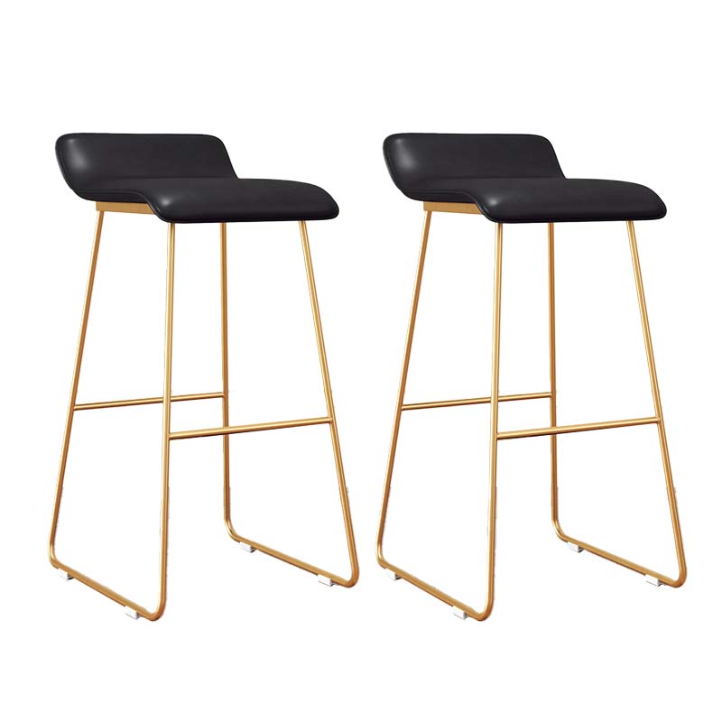 Modern Style Metal Bar Stool Leather Low Back Counter Stool for Restaurant