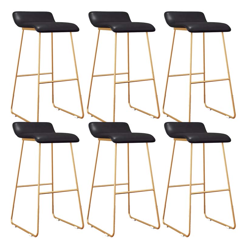 Modern Style Metal Bar Stool Leather Low Back Counter Stool for Restaurant