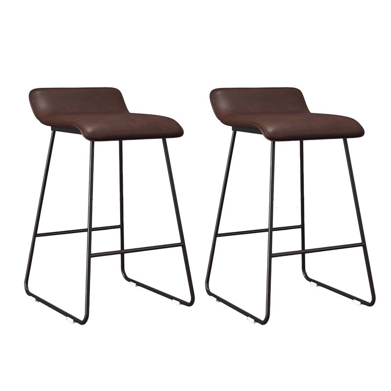 Modern Style Metal Bar Stool Leather Low Back Counter Stool for Restaurant