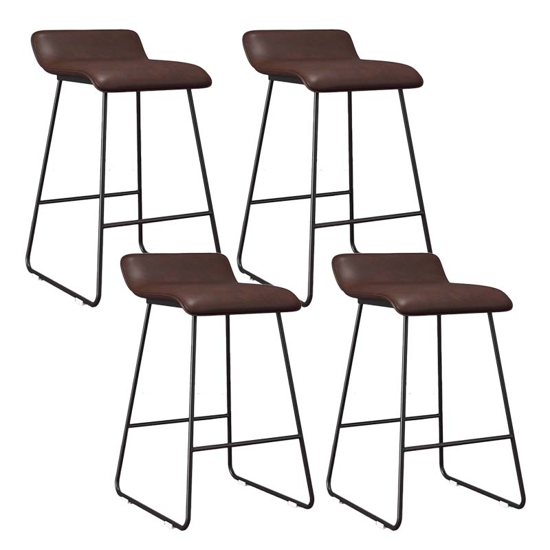 Modern Style Metal Bar Stool Leather Low Back Counter Stool for Restaurant