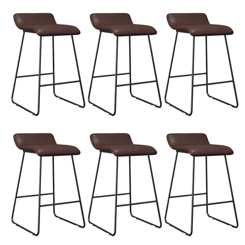 Modern Style Metal Bar Stool Leather Low Back Counter Stool for Restaurant