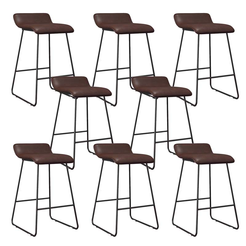 Modern Style Metal Bar Stool Leather Low Back Counter Stool for Restaurant