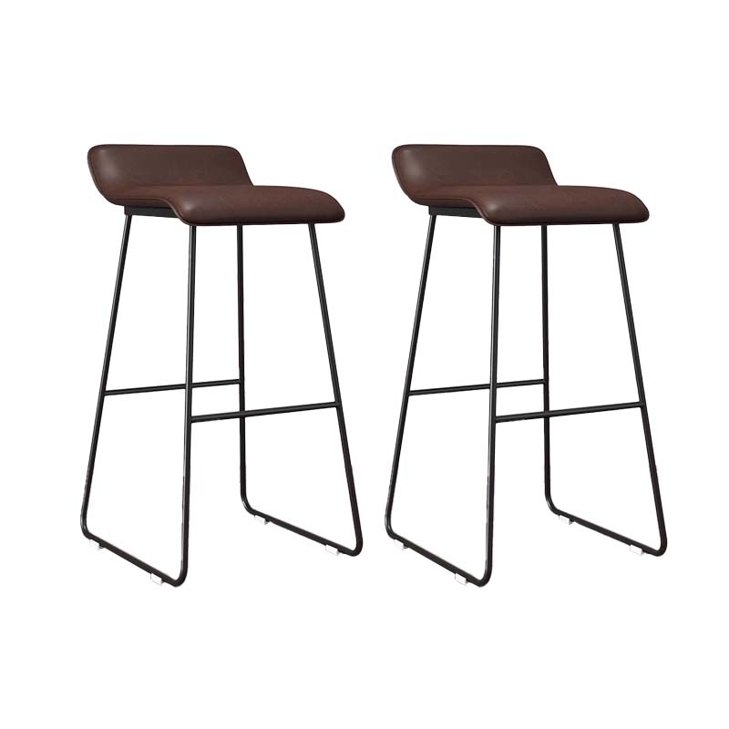 Modern Style Metal Bar Stool Leather Low Back Counter Stool for Restaurant