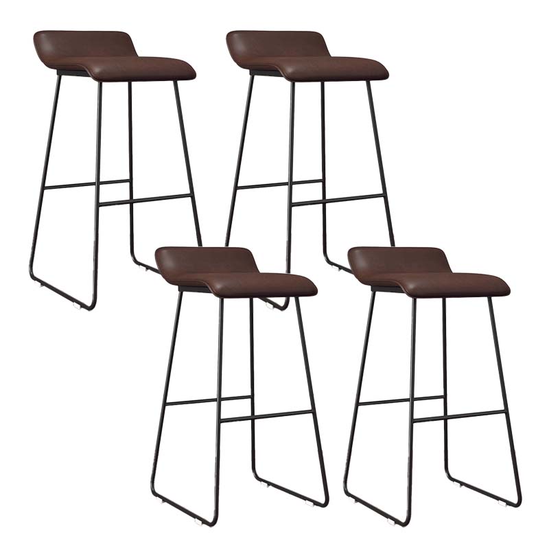Modern Style Metal Bar Stool Leather Low Back Counter Stool for Restaurant