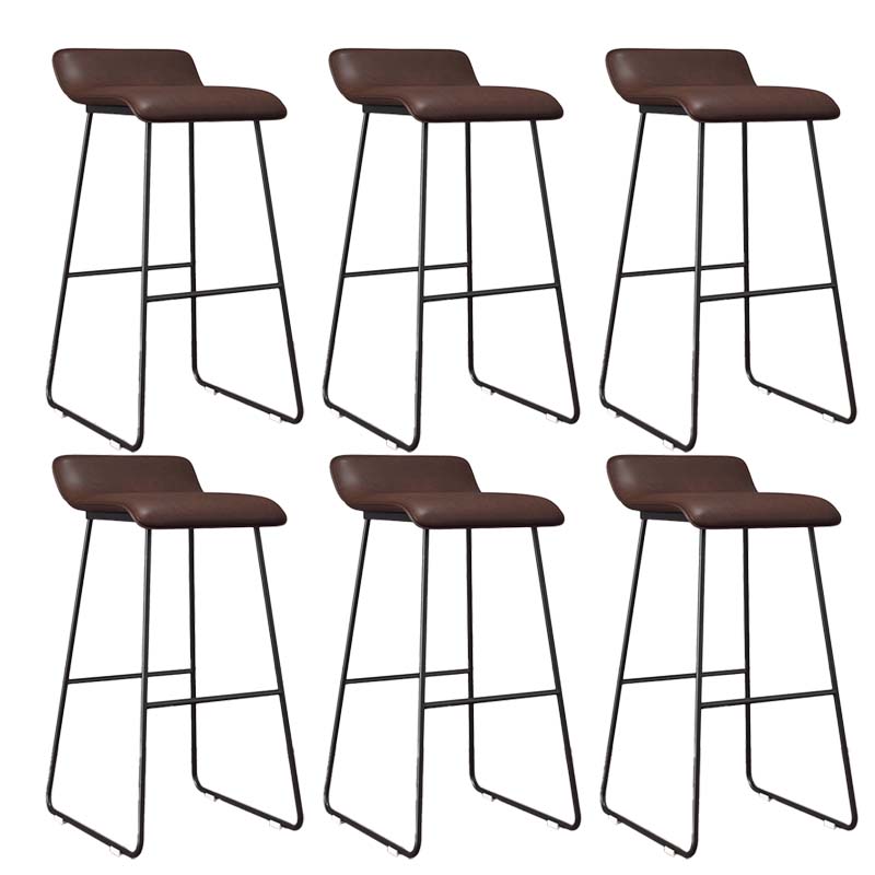 Modern Style Metal Bar Stool Leather Low Back Counter Stool for Restaurant