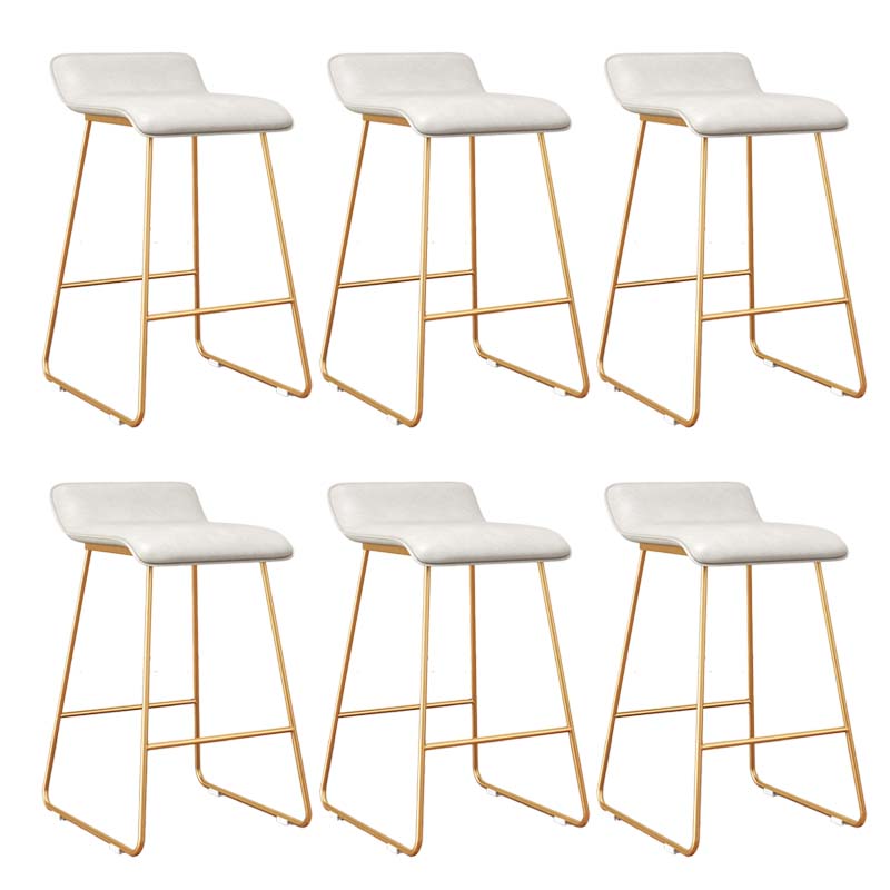 Modern Style Metal Bar Stool Leather Low Back Counter Stool for Restaurant
